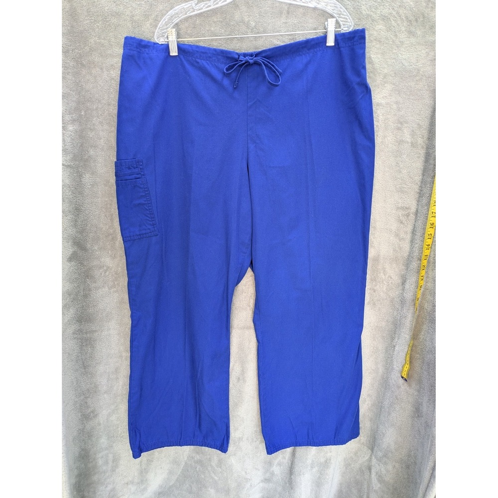 Electric Blue Scrub Pants Women's 2X Plus Size Cargo‎ Drawstring Utility Medical